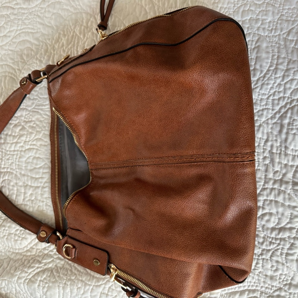 Elegant Faux Brown Leather Shoulder Bag- Never Used